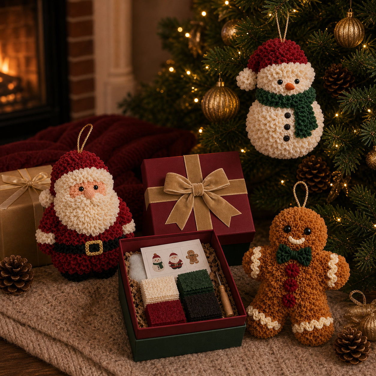 🎄🧵 Ét stik ad gangen — 3D Stof-Prikkediy Juleophæng Sæt