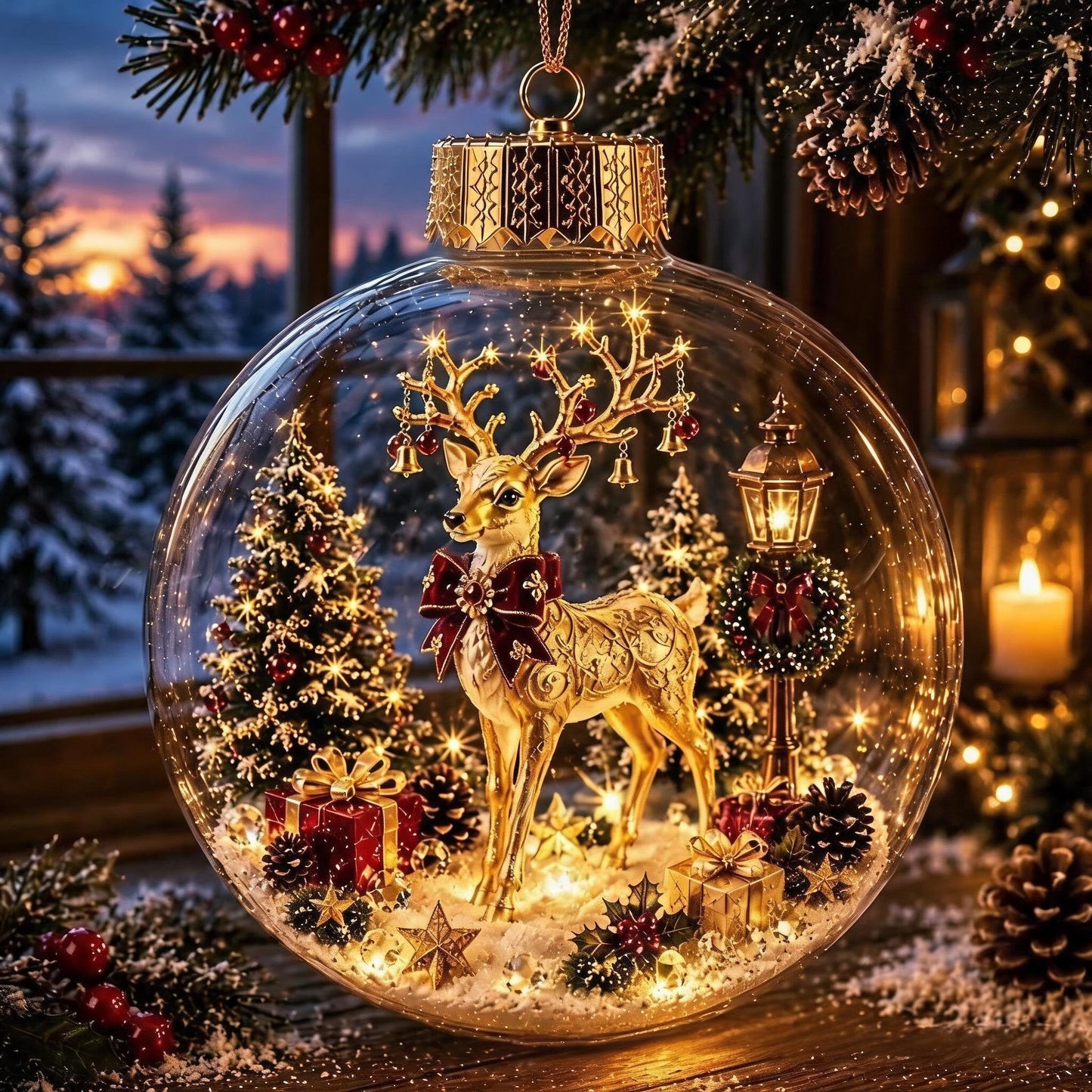 🎄Lysende Jule-Diorama Julekugle – En lille vinterverden i dine hænder