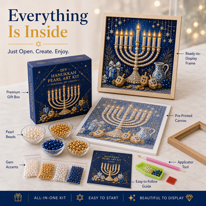 🕎✨ Hanukkah Perlekunst DIY-Sæt — skab noget smukt sammen, én perle ad gangen