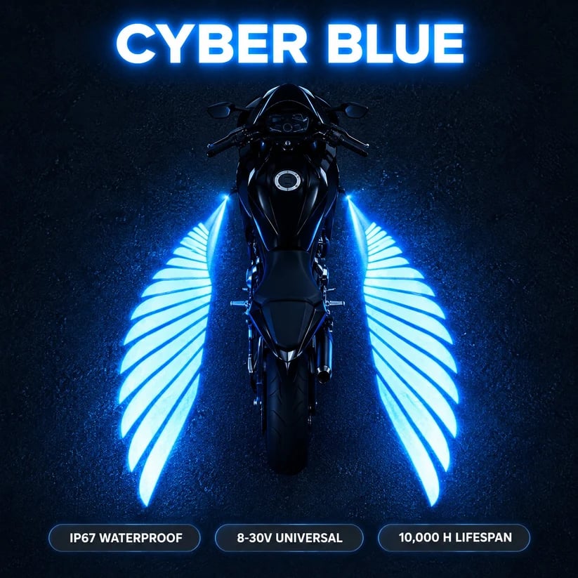 🏍️ LED-projektorlampe til motorcykler i form af englevinger