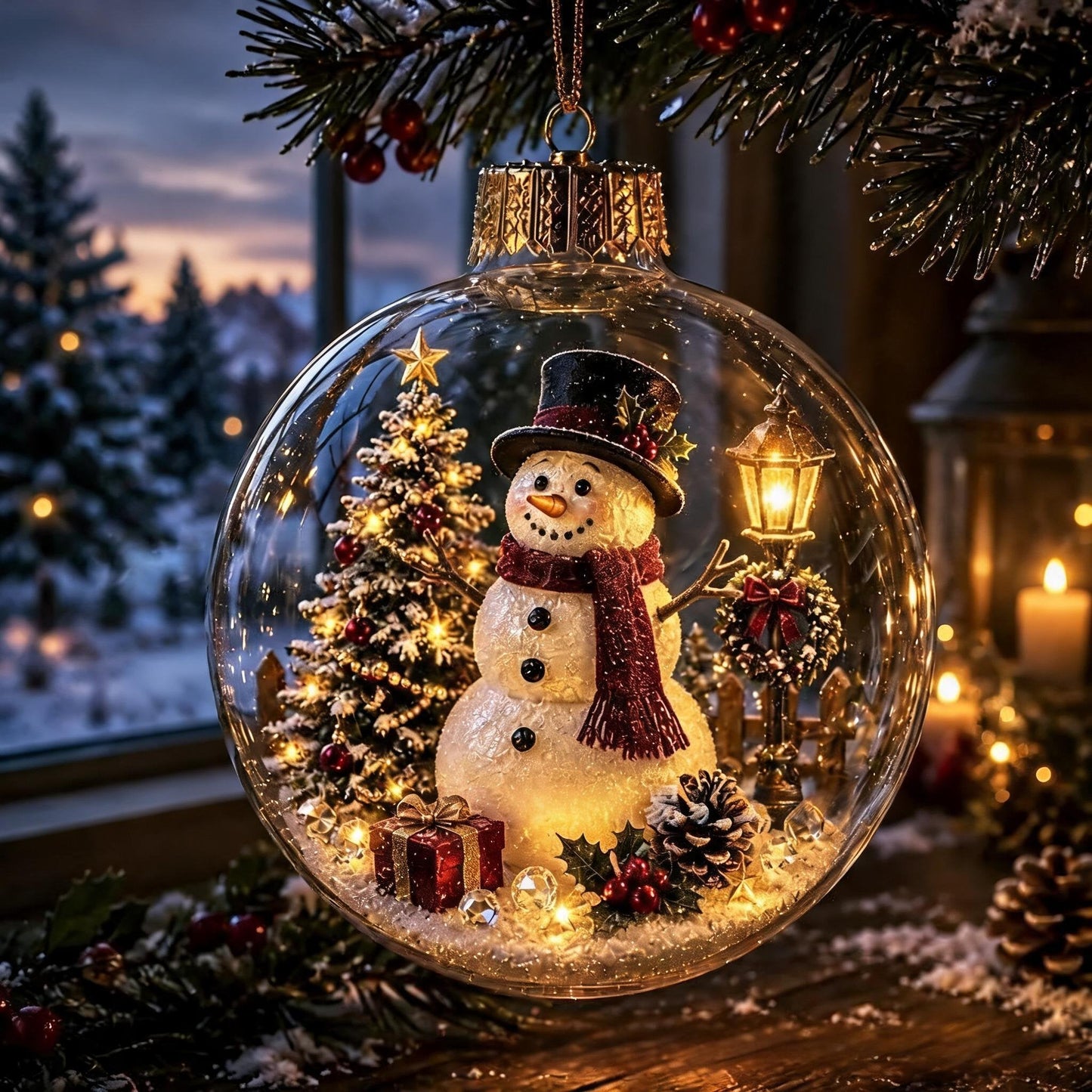 🎄Lysende Jule-Diorama Julekugle – En lille vinterverden i dine hænder