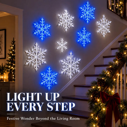 ❄️✨ LED Snefnug Væglys — 3D Juledekoration med Fjernbetjening & Blå/Hvid Lysglød