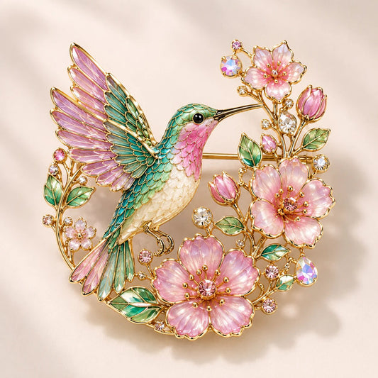 🌸 Limited Edition 2026 Kolibri Blomsterbroche – Elegant Blomster- og Fuglebroche, Smykkegave til Kvinder