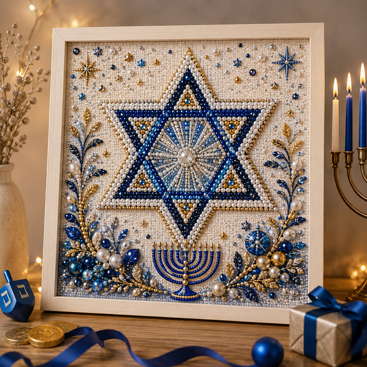 🕎✨ Hanukkah Perlekunst DIY-Sæt — skab noget smukt sammen, én perle ad gangen