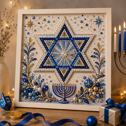 🕎✨ Hanukkah Perlekunst DIY-Sæt — skab noget smukt sammen, én perle ad gangen