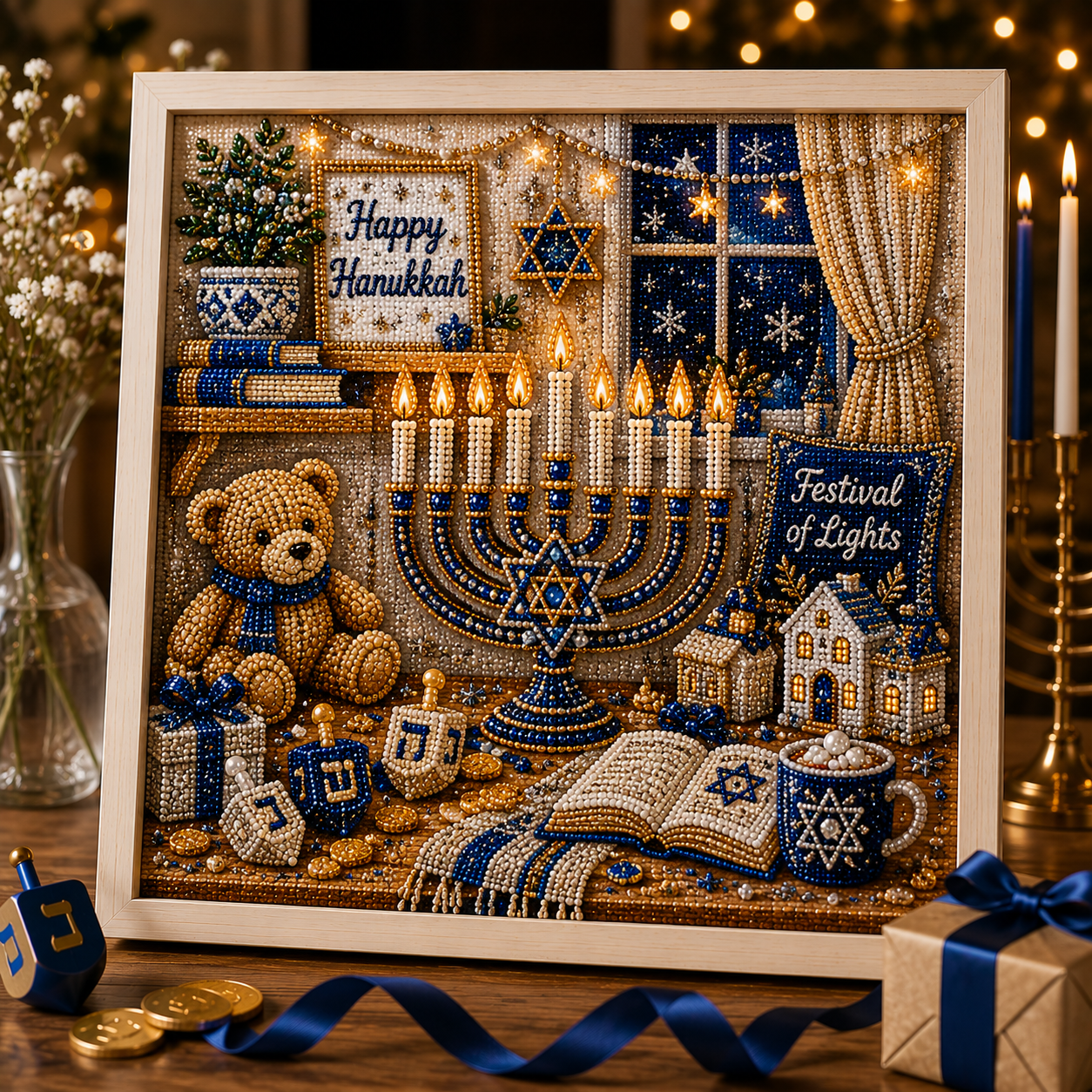 🕎✨ Hanukkah Perlekunst DIY-Sæt — skab noget smukt sammen, én perle ad gangen