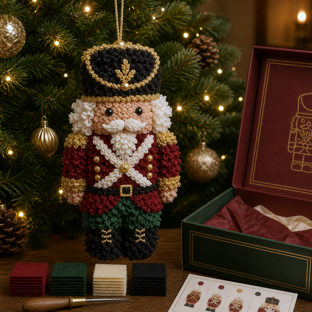 🎄🧵 Ét stik ad gangen — 3D Stof-Prikkediy Juleophæng Sæt