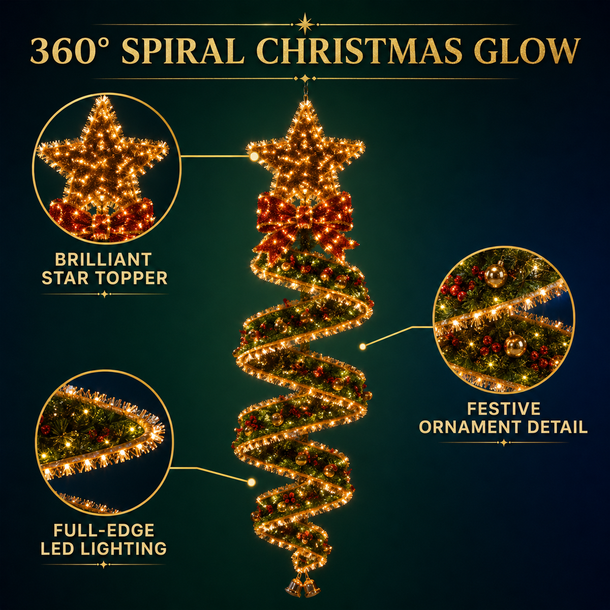 🎄Kerstmagie collectie LED-lichtslingers in spiraalvorm