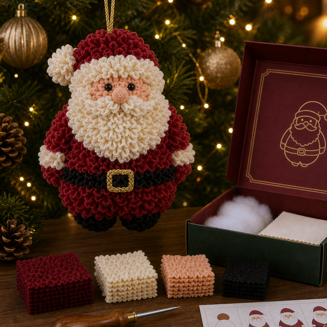 🎄🧵 Ét stik ad gangen — 3D Stof-Prikkediy Juleophæng Sæt