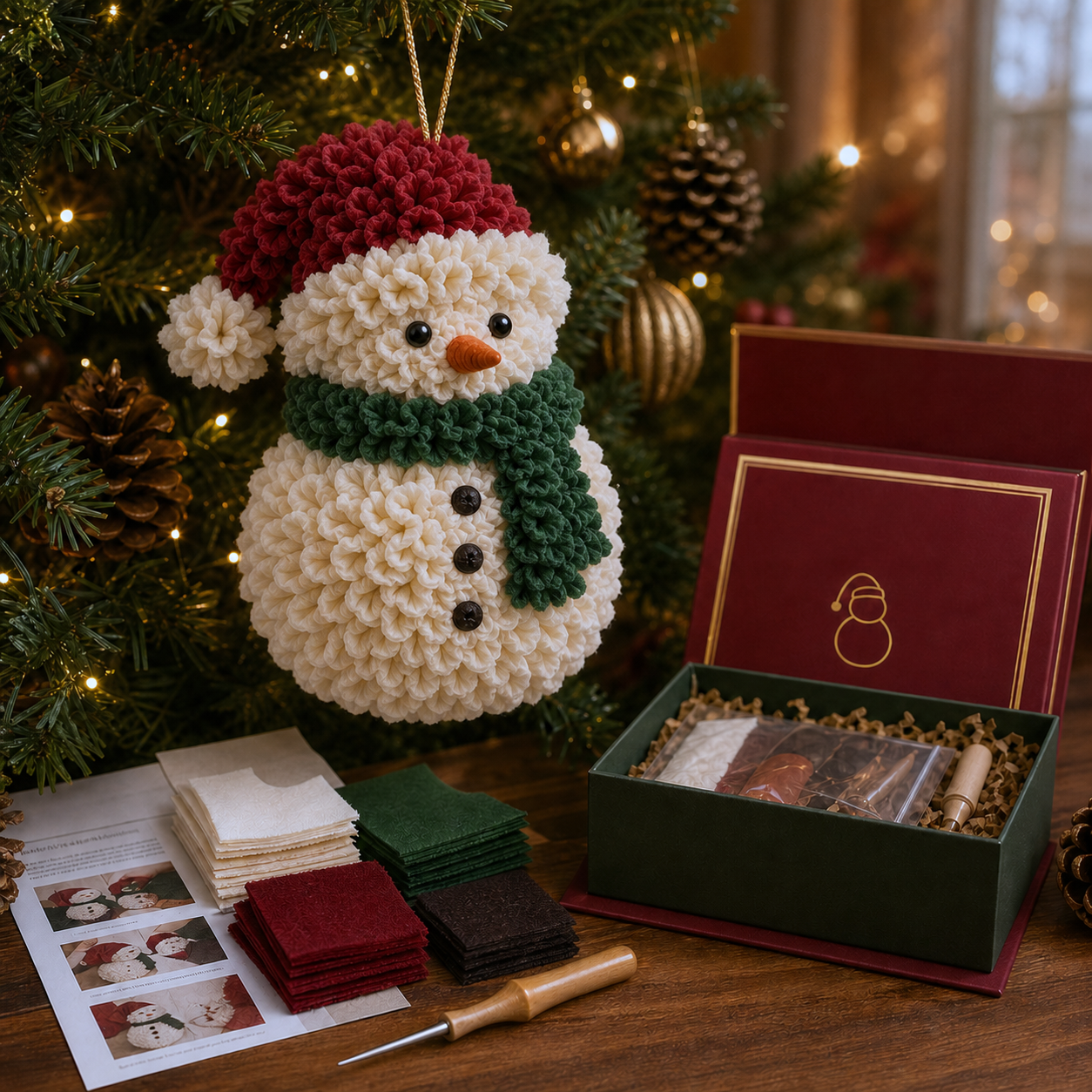 🎄🧵 Ét stik ad gangen — 3D Stof-Prikkediy Juleophæng Sæt