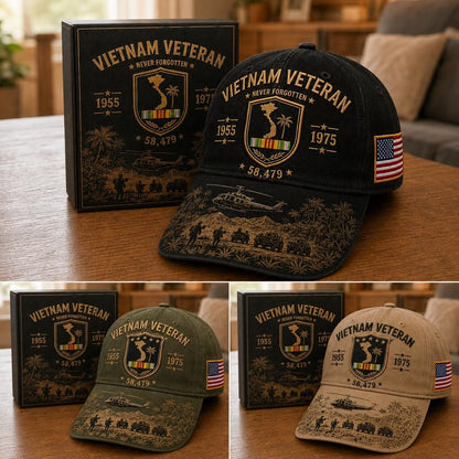 🔥🎖️ Vietnam-veteran Aldrig Glemt 1955–1975 Mindekasket 🇺🇸