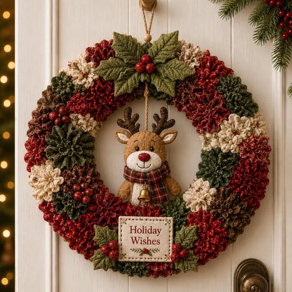 🎄 DIY Julekrans Håndarbejdssæt med 3D-Tekstur | Afslappende & Hyggelig til Døren