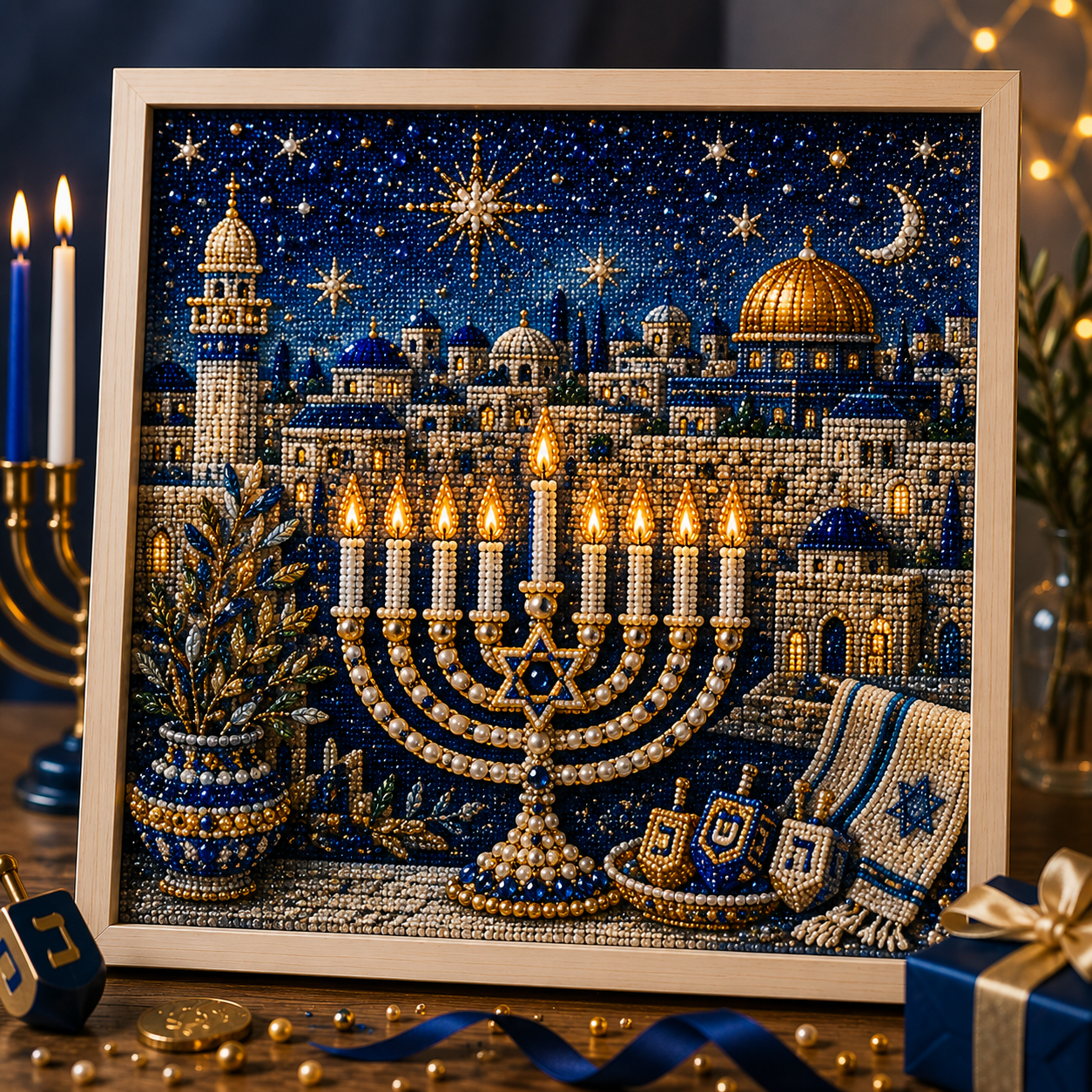 🕎✨ Hanukkah Perlekunst DIY-Sæt — skab noget smukt sammen, én perle ad gangen