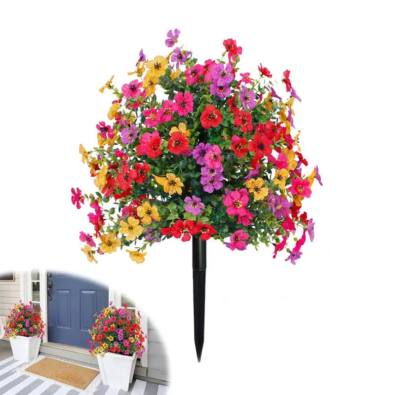 Kunstig Eukalyptus og Violette Blomster Jord-indsats Dekoration