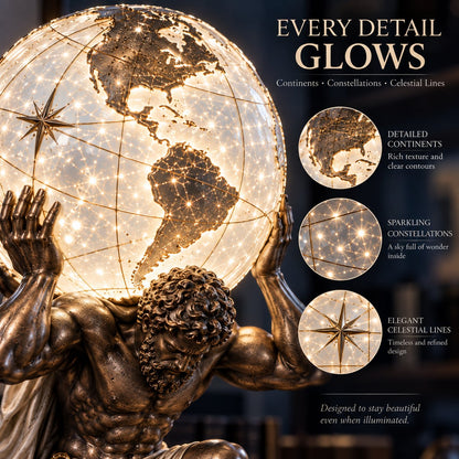 🌍 Atlas Oplyst Verdensglobus Lampe 🌌 🏛️✨