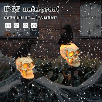 🐦‍⬛Animeret ravnekranium-havespyd på solenergi💀 | Halloween-havedekoration til udendørs brug