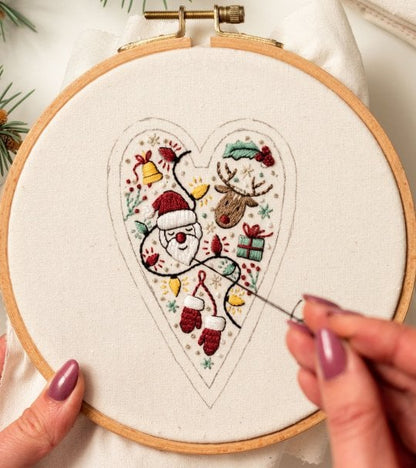 💖 DIY Sydämenmuotoinen Käsinompeltu Joulukoriste/Koristepaketti