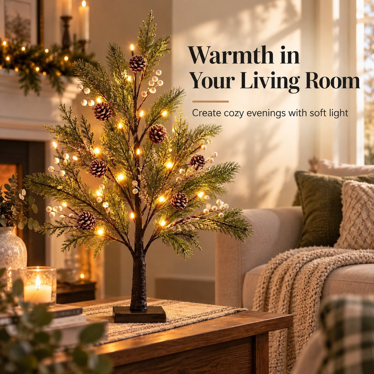 🎄💡 LED-trælampe – Naturlig elegance til enhver sæson 🌿✨