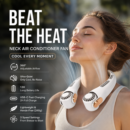 ⏰SIDSTE DAG SÆRPRIS KUN 249 KR.!!❄️ Hals-aircondition-ventilator – Ultrastille, 360° roterende og med 3 hastigheder. Håndfri afkøling og lang batterilevetid. Sommerens absolutte must-have! 😎🌬️