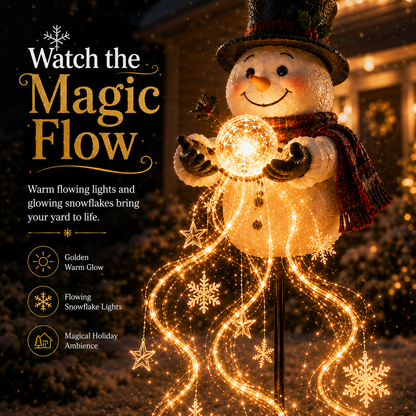 🎄 SPAR 49% | Snowman Magic Fountain™ – Solcelledrevet LED-Julebelysning Med Magiske Snefnug ❄️
