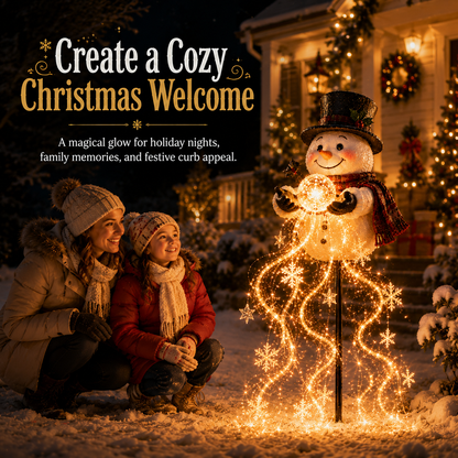 🎄 SPAR 49% | Snowman Magic Fountain™ – Solcelledrevet LED-Julebelysning Med Magiske Snefnug ❄️