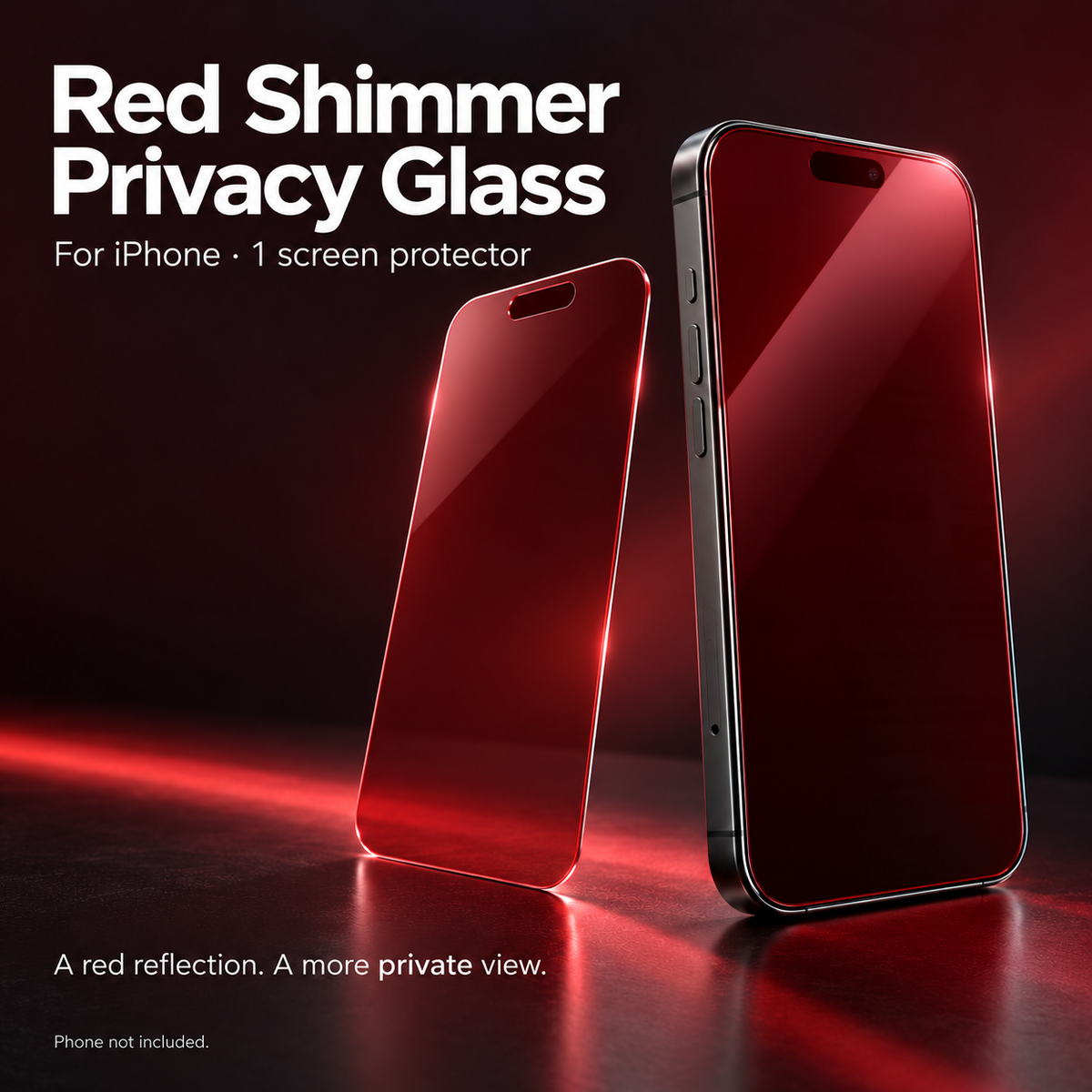 📱 Rød shimmer privatlivs-hærdet glas skærmbeskytter til iPhone
