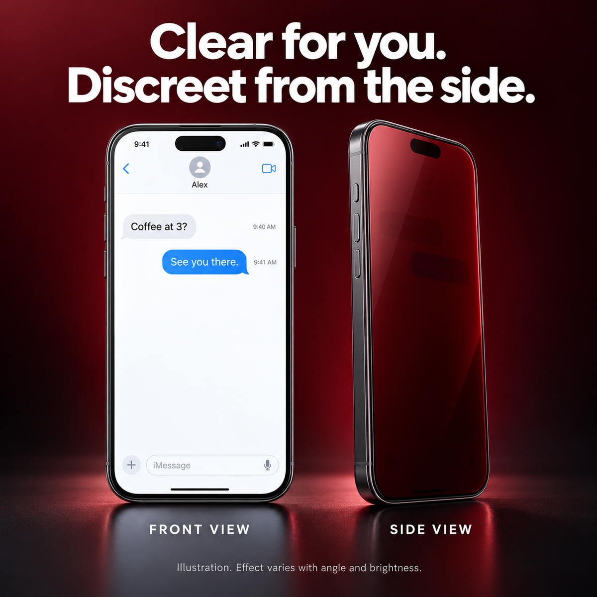 📱 Rød shimmer privatlivs-hærdet glas skærmbeskytter til iPhone