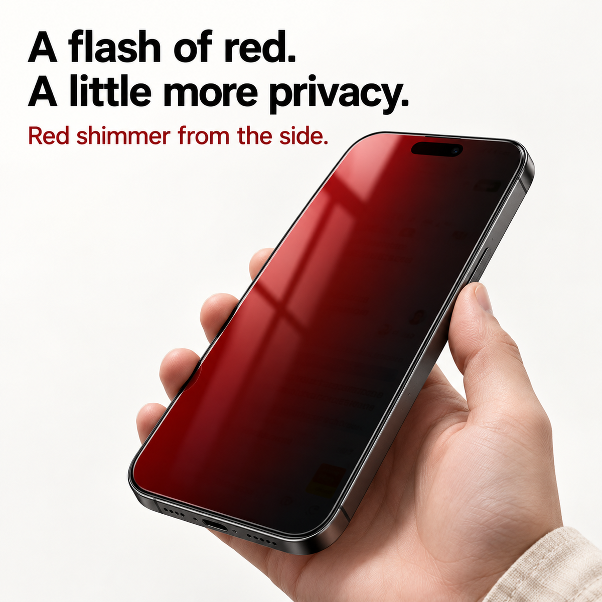 📱 Rød shimmer privatlivs-hærdet glas skærmbeskytter til iPhone