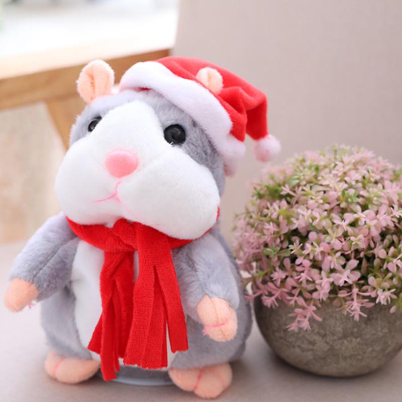 🐹 Talende hamster-kæledyr – gentager lyd & bevæger sig! 3 farver + juleversion (15 cm) ✨🎄