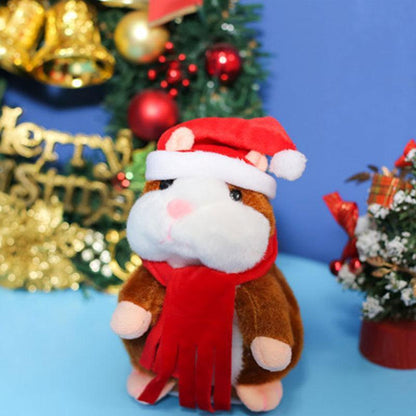 🐹 Talende hamster-kæledyr – gentager lyd & bevæger sig! 3 farver + juleversion (15 cm) ✨🎄