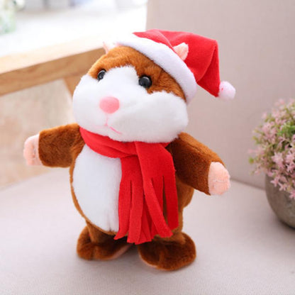 🐹 Talende hamster-kæledyr – gentager lyd & bevæger sig! 3 farver + juleversion (15 cm) ✨🎄
