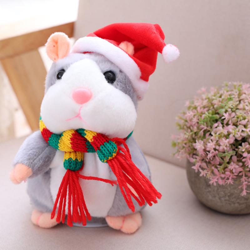 🐹 Talende hamster-kæledyr – gentager lyd & bevæger sig! 3 farver + juleversion (15 cm) ✨🎄