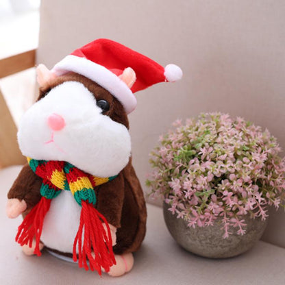 🐹 Talende hamster-kæledyr – gentager lyd & bevæger sig! 3 farver + juleversion (15 cm) ✨🎄