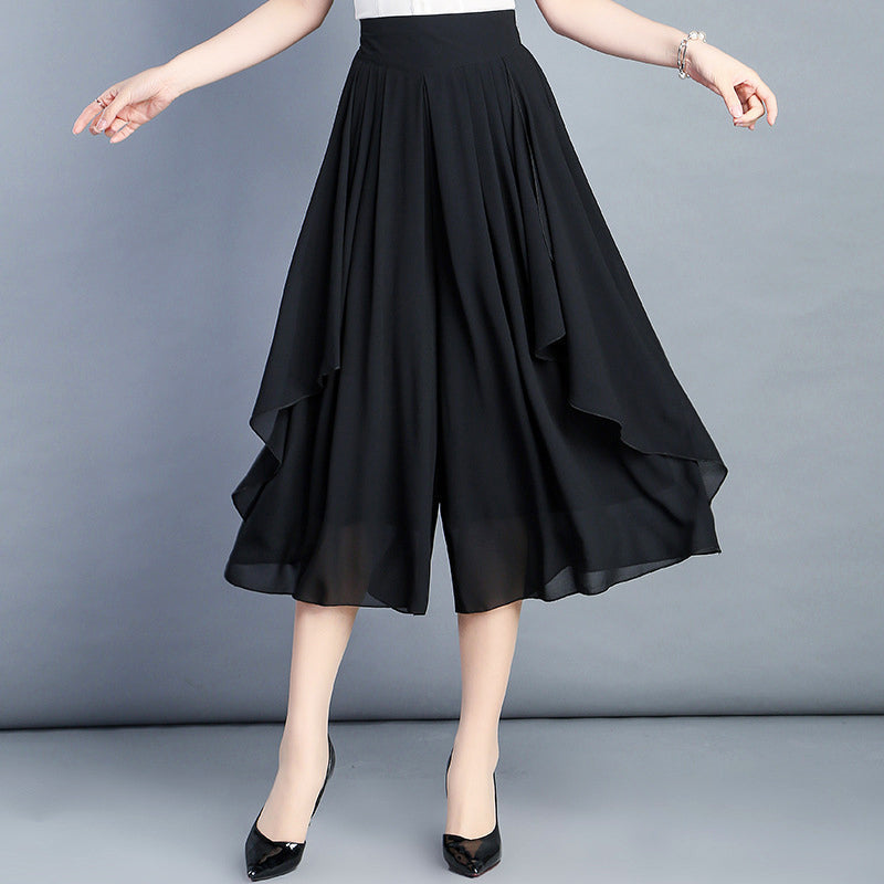 Women’s High Waist Cropped Chiffon Culottes