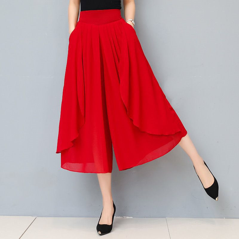 Women’s High Waist Cropped Chiffon Culottes