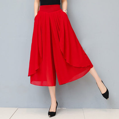 Women’s High Waist Cropped Chiffon Culottes