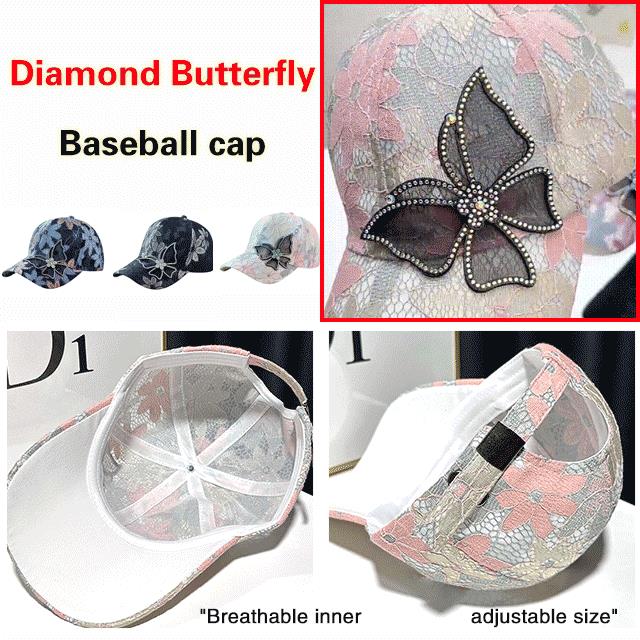 Gør din sommer stilfuld: Mesh-kasket med glitrende sommerfugle og krystaller 🦋✨