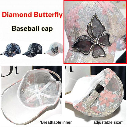 Gør din sommer stilfuld: Mesh-kasket med glitrende sommerfugle og krystaller 🦋✨