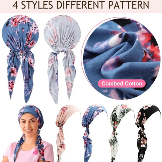 👒 BEGRÆNSET TID -50%! ✨ Forbundet tørklæde-turban med blomsterprint til kvinder – Blød, elastisk, alsidig 🌸