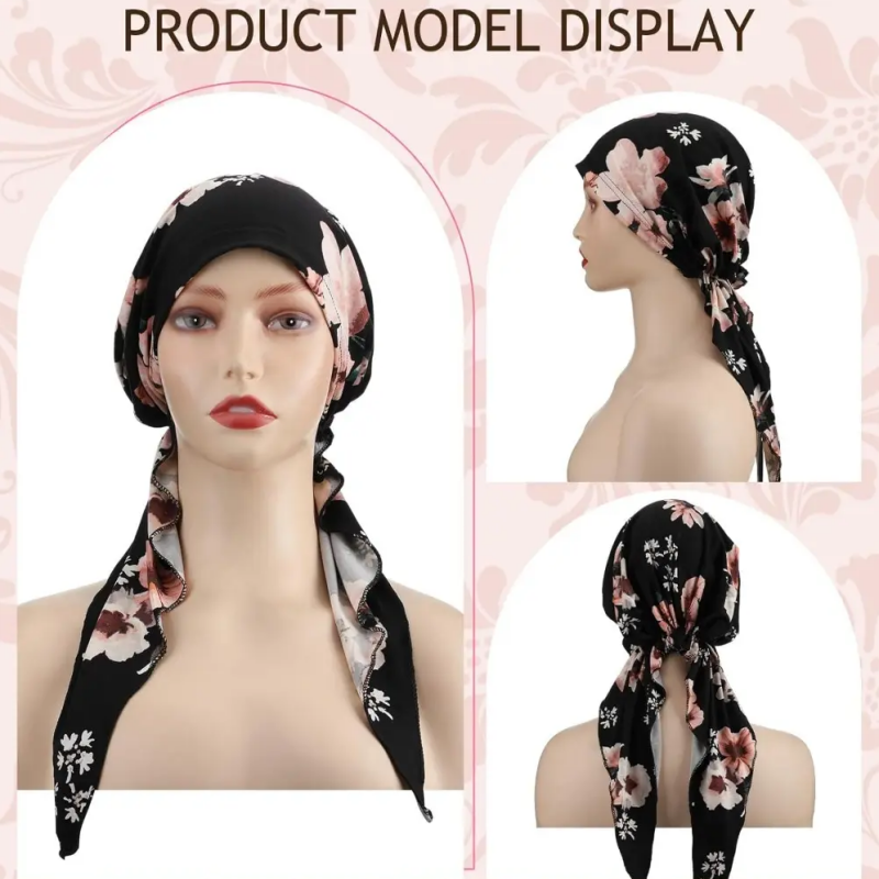 👒 BEGRÆNSET TID -50%! ✨ Forbundet tørklæde-turban med blomsterprint til kvinder – Blød, elastisk, alsidig 🌸