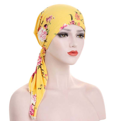 👒 BEGRÆNSET TID -50%! ✨ Forbundet tørklæde-turban med blomsterprint til kvinder – Blød, elastisk, alsidig 🌸
