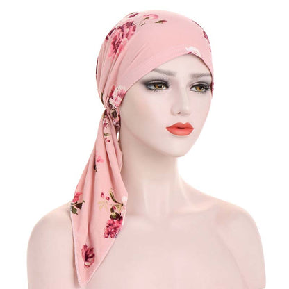 👒 BEGRÆNSET TID -50%! ✨ Forbundet tørklæde-turban med blomsterprint til kvinder – Blød, elastisk, alsidig 🌸