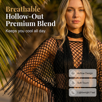🏆 Sidste dag med særpris 99,- kr.! 💐Metallisk hæklet cover-up til sommeren – Let, flagrende & ubesværet stilfuldt sommeroutfit