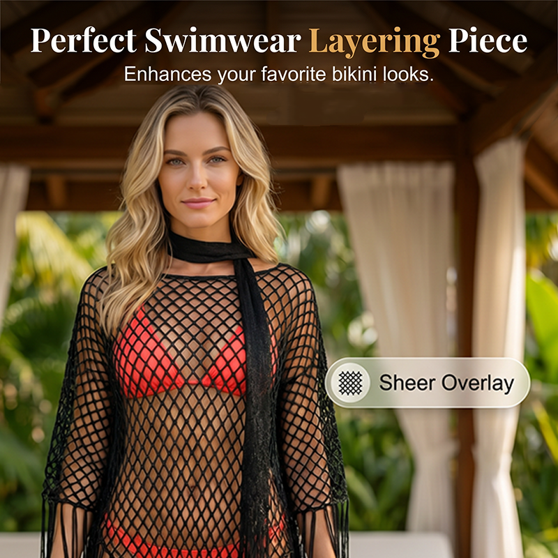🏆 Sidste dag med særpris 99,- kr.! 💐Metallisk hæklet cover-up til sommeren – Let, flagrende & ubesværet stilfuldt sommeroutfit