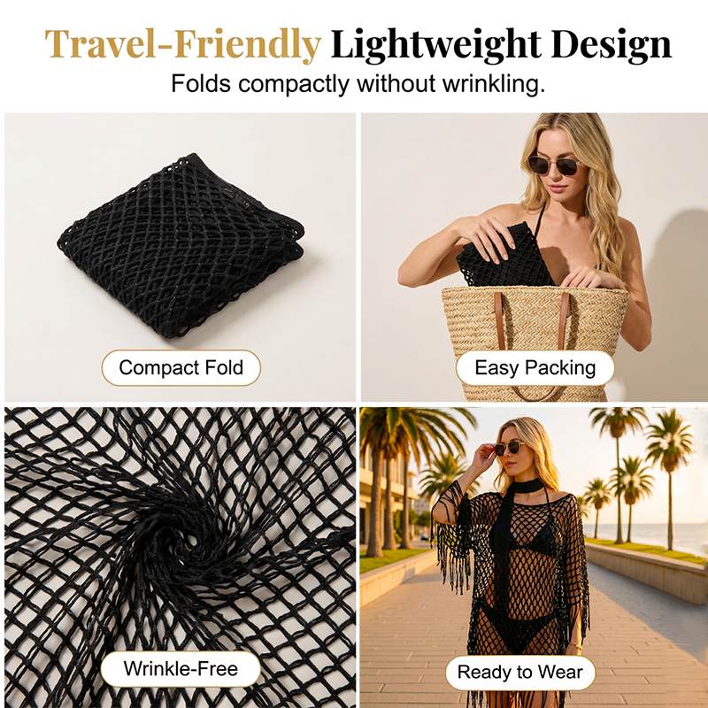 🏆 Sidste dag med særpris 99,- kr.! 💐Metallisk hæklet cover-up til sommeren – Let, flagrende & ubesværet stilfuldt sommeroutfit