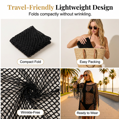 🏆 Sidste dag med særpris 99,- kr.! 💐Metallisk hæklet cover-up til sommeren – Let, flagrende & ubesværet stilfuldt sommeroutfit