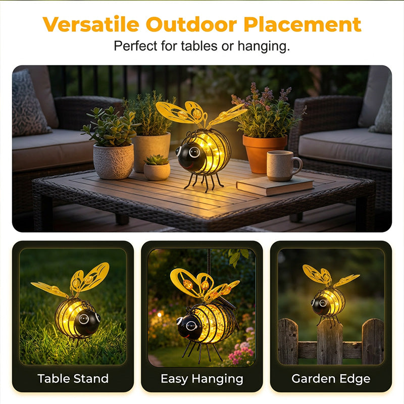 🌙🍃🪴 BEGRÆNSET TID - 50% RABAT! Hængende solcelle-bielampe – varmt ravgult lys, flimmerfri, perfekt til havefester, camping eller børneværelser – spred glæde dag og nat 🌞🌜