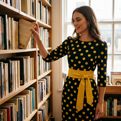 Retro elegant polkaprikket kjole til kvinder