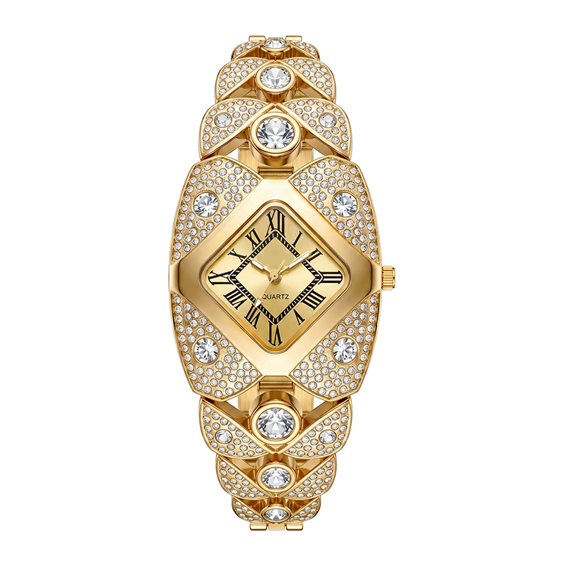 💎 Rhombus Sparkle Watch – Geometrisk Kvartsur med Funklende Rhinsten ✨