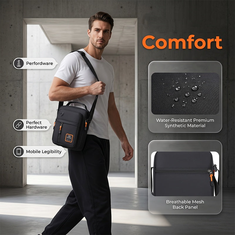 🎉 2026 Udsalg — Over 34.200 solgt! 📢 Oxford skuldertaske / crossbody til mænd – Letvægt, vandafvisende commuter sling bag med mange lommer ✨